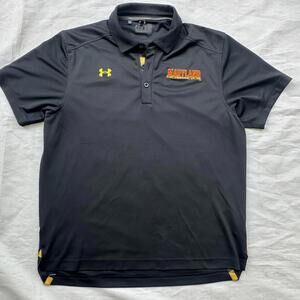 Under Armour University Maryland Terrapins Black Polo Shirt Golf Shirt L Large